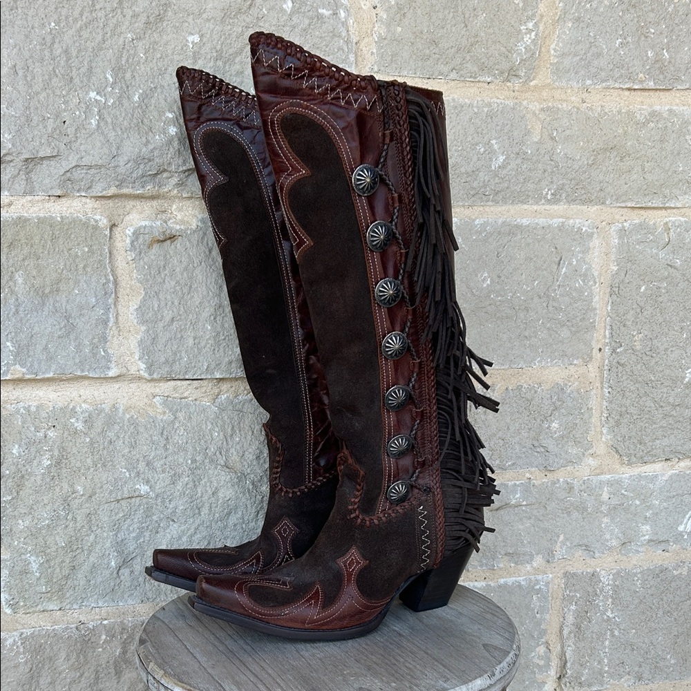 Double D Ranchwear Brown Fringe Knee-High Boots